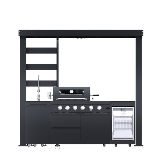 VerveLine Premium Pavilion Series Black - 4 Burner Outdoor Kitchen