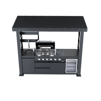 VerveLine Premium Pavilion Series Black - 4 Burner Outdoor Kitchen