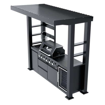 VerveLine Premium Pavilion Series Black - 4 Burner Outdoor Kitchen