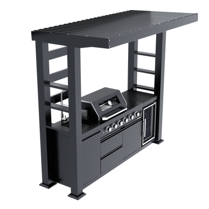VerveLine Premium Pavilion Series Black - 4 Burner Outdoor Kitchen