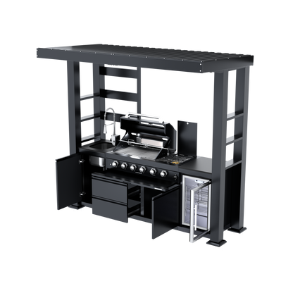 VerveLine Premium Pavilion Series Black - 4 Burner Outdoor Kitchen
