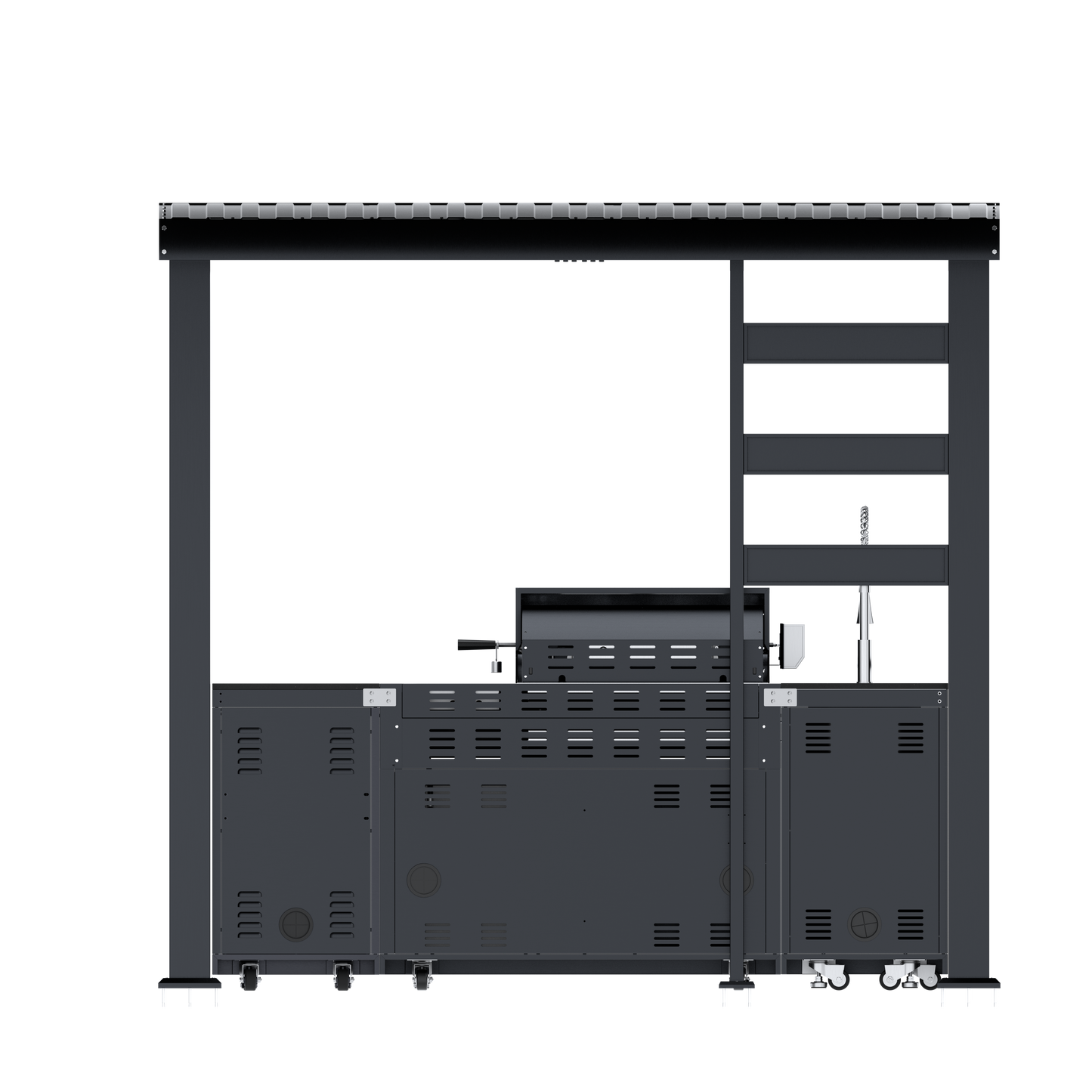 VerveLine Premium Pavilion Series Black - 4 Burner Outdoor Kitchen