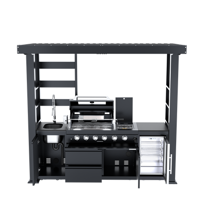 VerveLine Premium Pavilion Series Black - 4 Burner Outdoor Kitchen