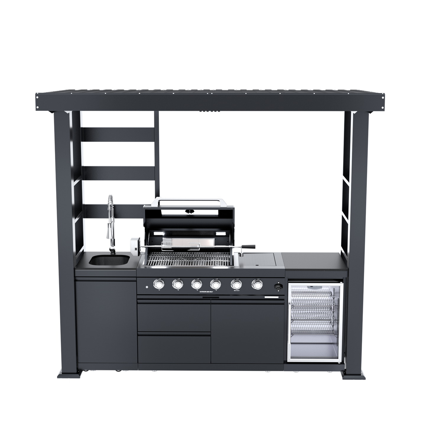 VerveLine Premium Pavilion Series Black - 4 Burner Outdoor Kitchen