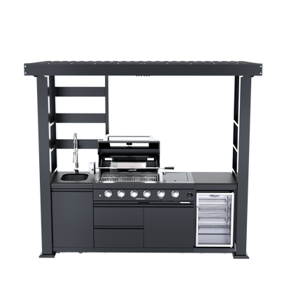 VerveLine Premium Pavilion Series Black - 4 Burner Outdoor Kitchen