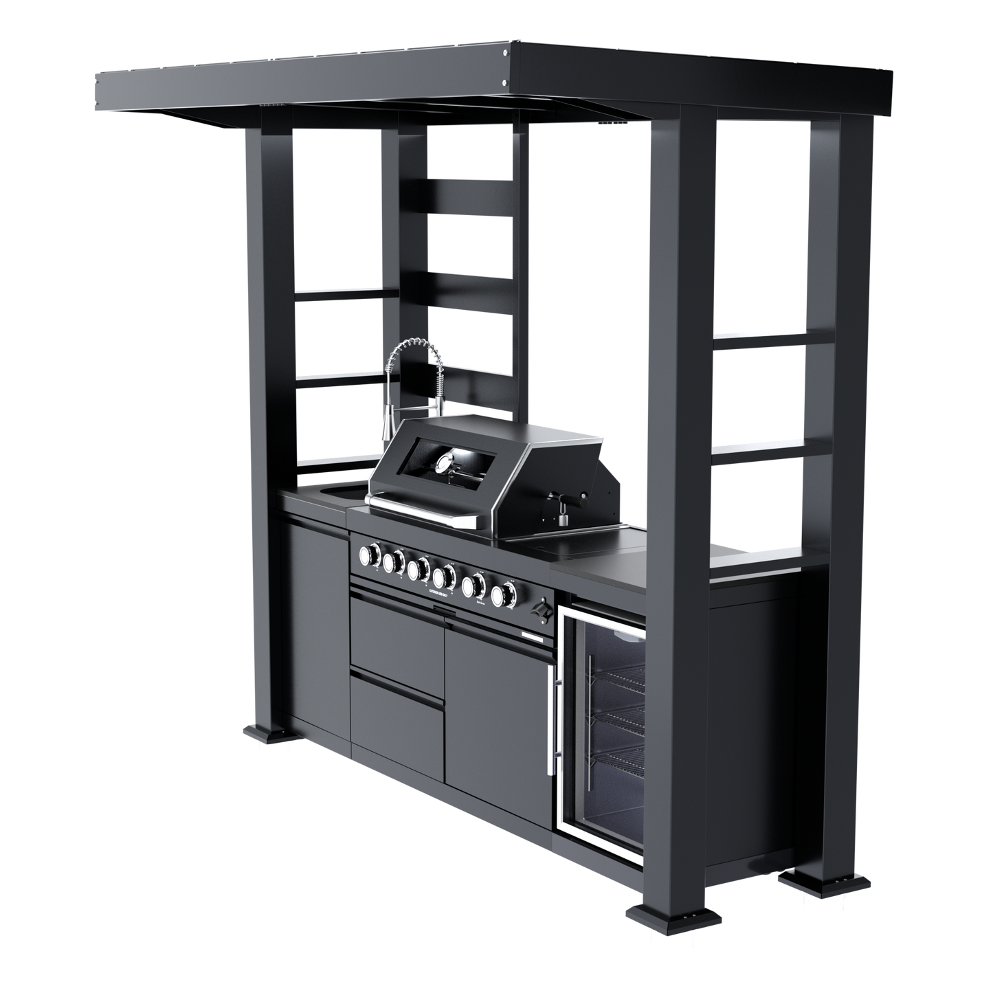 VerveLine Premium Pavilion Series Black - 4 Burner Outdoor Kitchen
