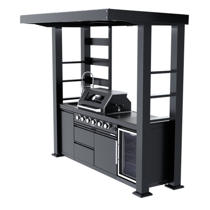 VerveLine Premium Pavilion Series Black - 4 Burner Outdoor Kitchen
