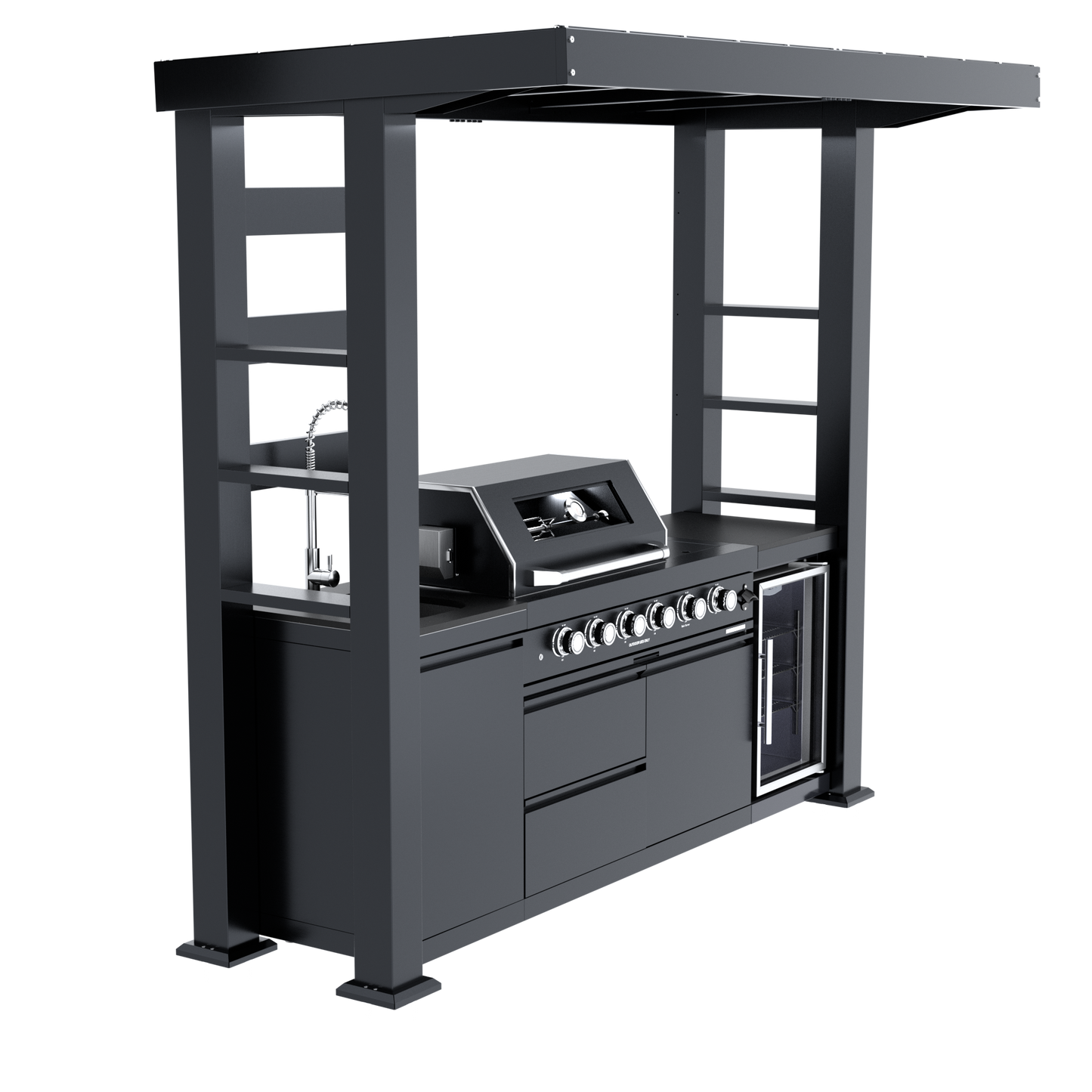 VerveLine Premium Pavilion Series Black - 4 Burner Outdoor Kitchen