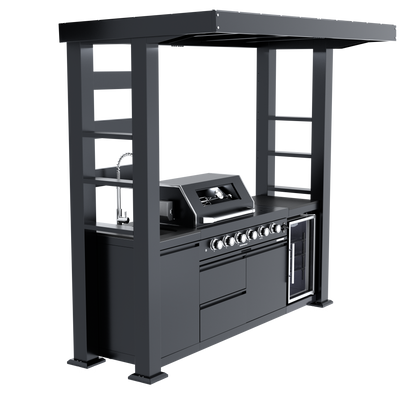 VerveLine Premium Pavilion Series Black - 4 Burner Outdoor Kitchen