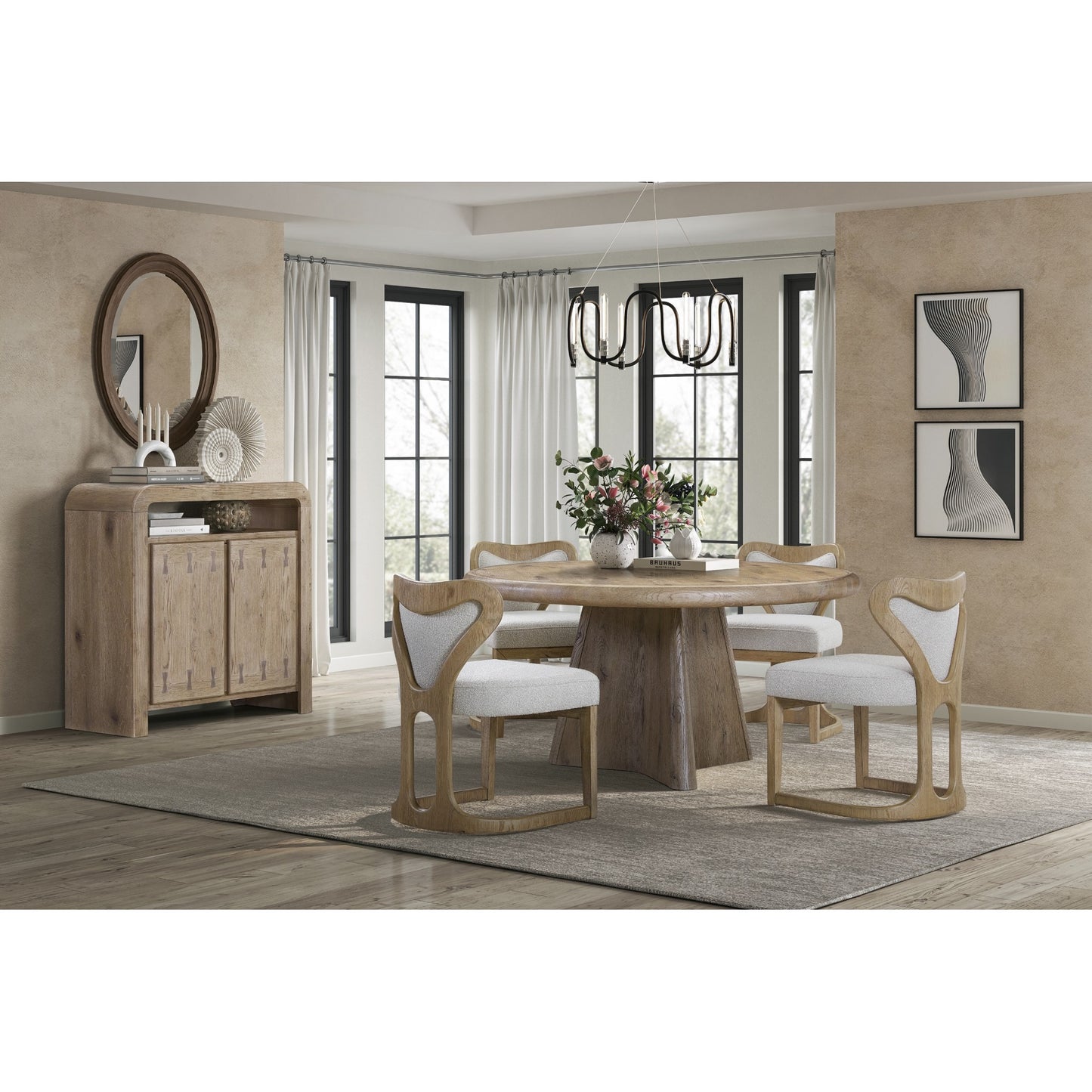 Maison Verve Gordes Round Dining Table, 60" - Solid Wood & Oak, Seats 4-6