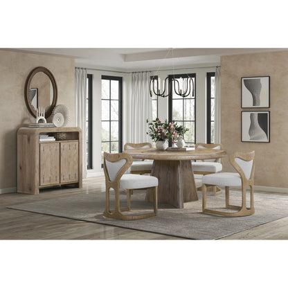 Maison Verve Gordes Round Dining Table, 60" - Solid Wood & Oak, Seats 4-6