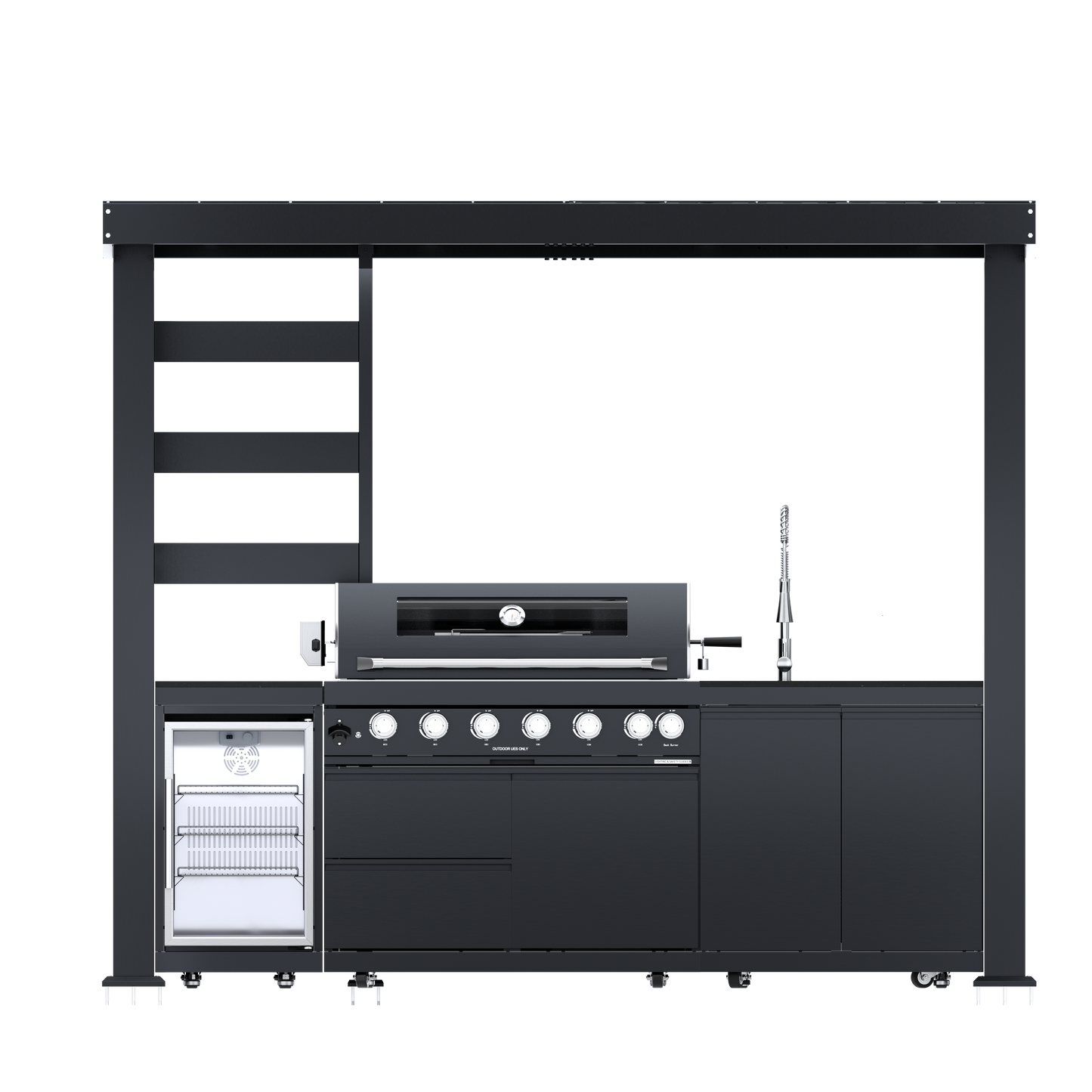 VerveLine Elite Pavilion Series Black - 6 Burner Outdoor Kitchen