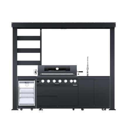 VerveLine Elite Pavilion Series Black - 6 Burner Outdoor Kitchen