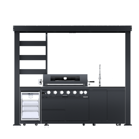 VerveLine Elite Pavilion Series Black - 6 Burner Outdoor Kitchen