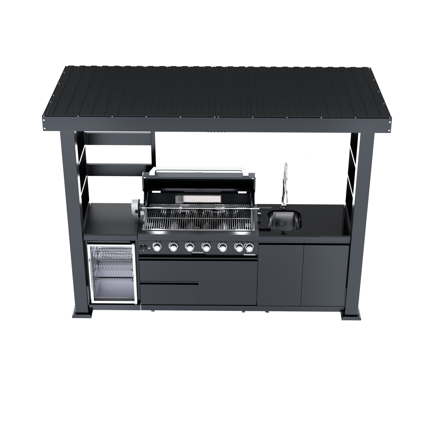 VerveLine Elite Pavilion Series Black - 6 Burner Outdoor Kitchen