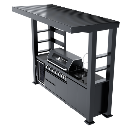 VerveLine Elite Pavilion Series Black - 6 Burner Outdoor Kitchen