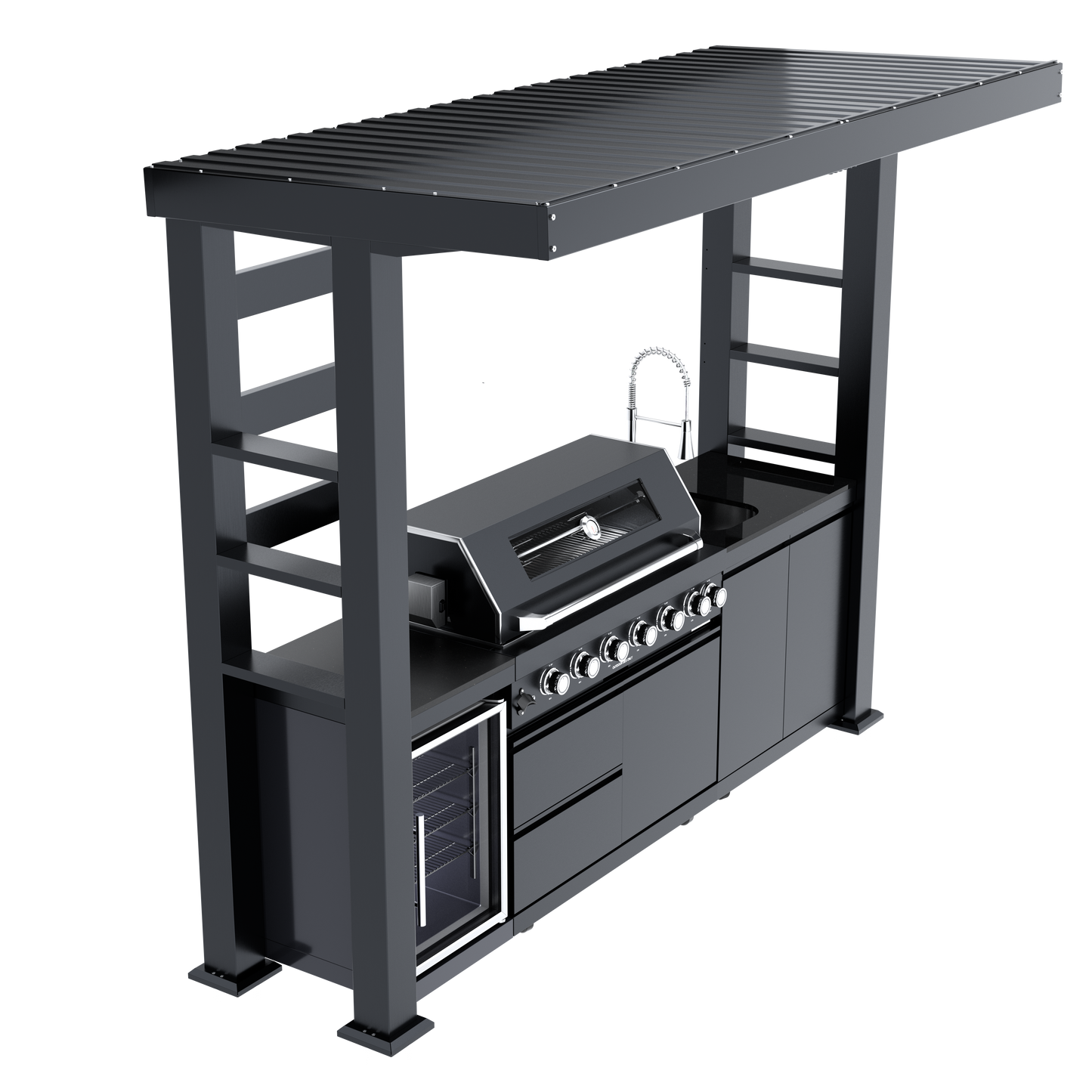 VerveLine Elite Pavilion Series Black - 6 Burner Outdoor Kitchen