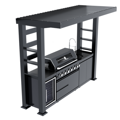 VerveLine Elite Pavilion Series Black - 6 Burner Outdoor Kitchen