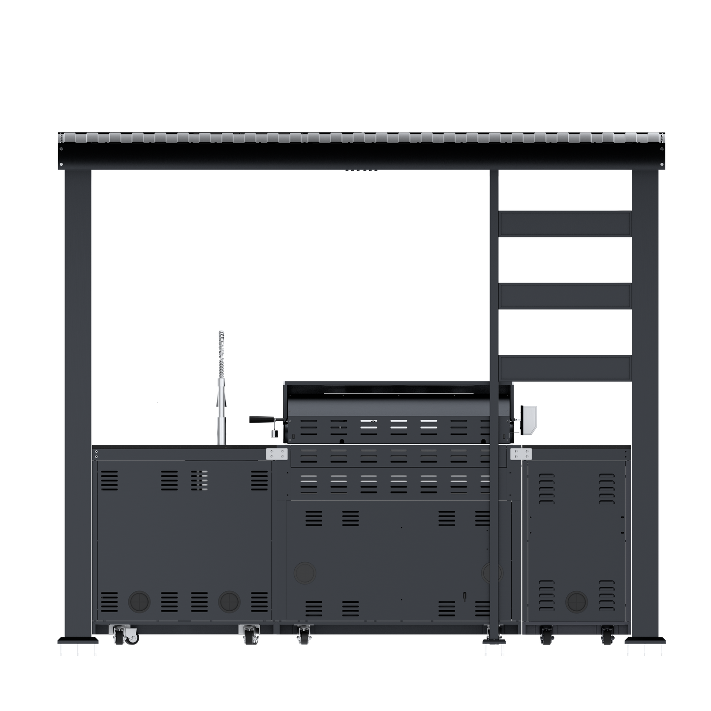 VerveLine Elite Pavilion Series Black - 6 Burner Outdoor Kitchen