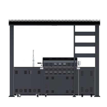 VerveLine Elite Pavilion Series Black - 6 Burner Outdoor Kitchen