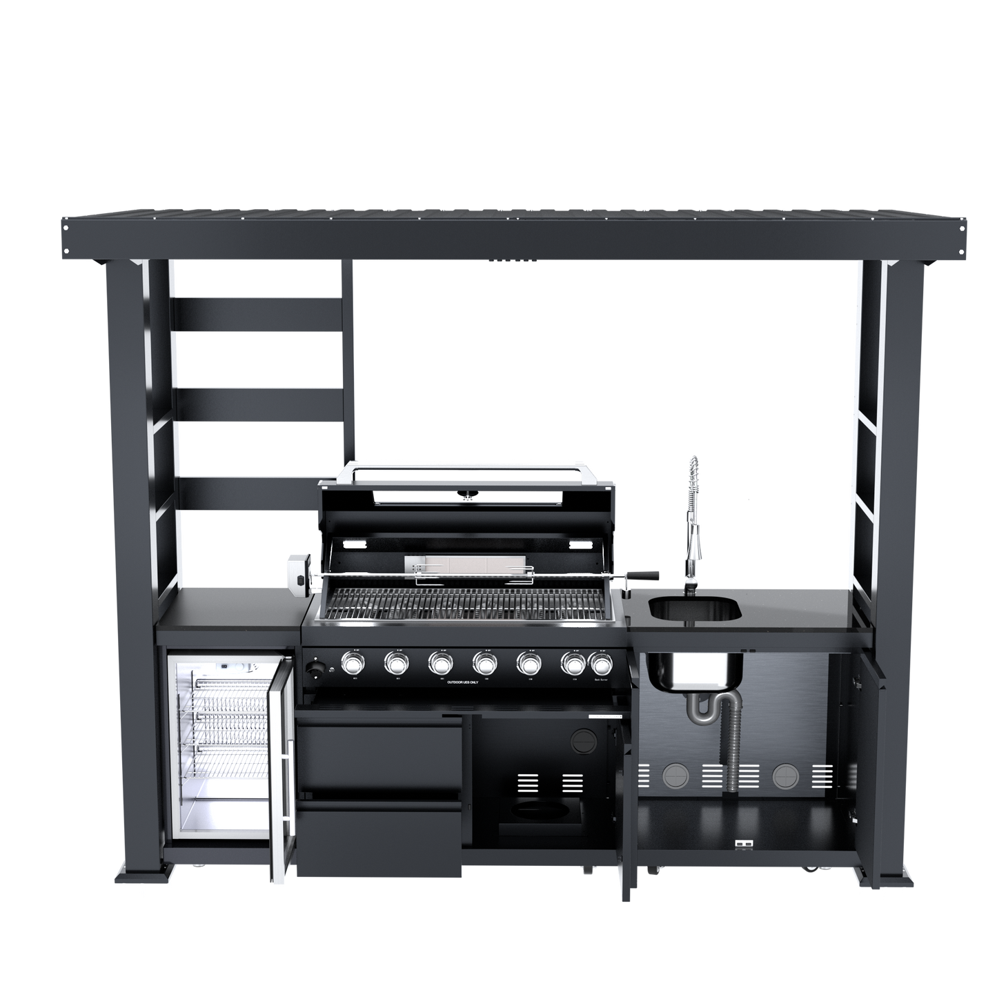 VerveLine Elite Pavilion Series Black - 6 Burner Outdoor Kitchen