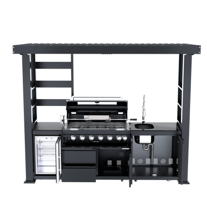 VerveLine Elite Pavilion Series Black - 6 Burner Outdoor Kitchen