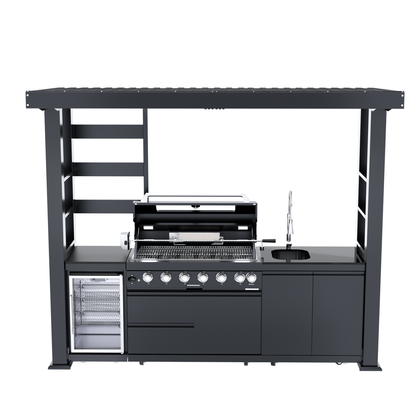 VerveLine Elite Pavilion Series Black - 6 Burner Outdoor Kitchen