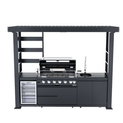 VerveLine Elite Pavilion Series Black - 6 Burner Outdoor Kitchen