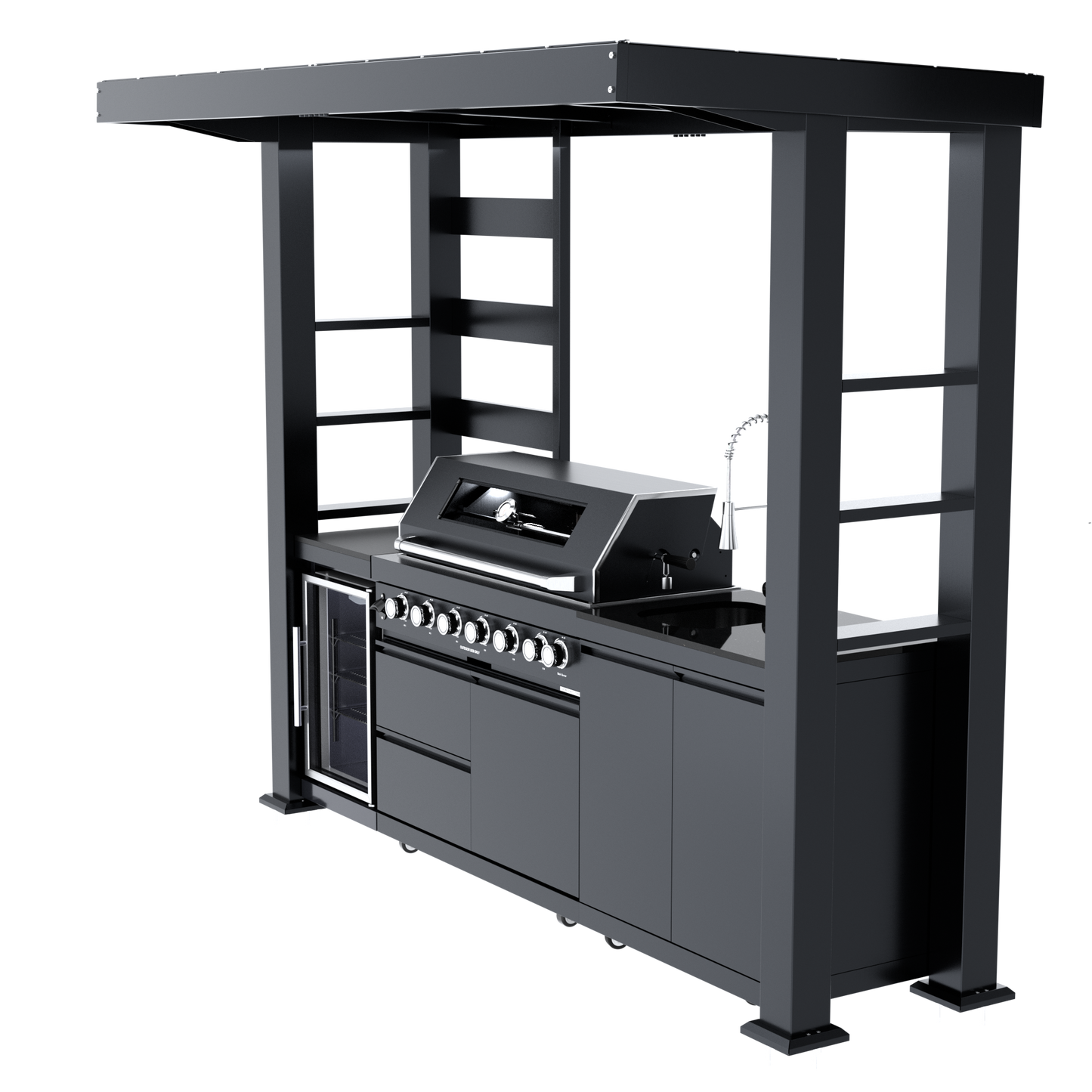 VerveLine Elite Pavilion Series Black - 6 Burner Outdoor Kitchen