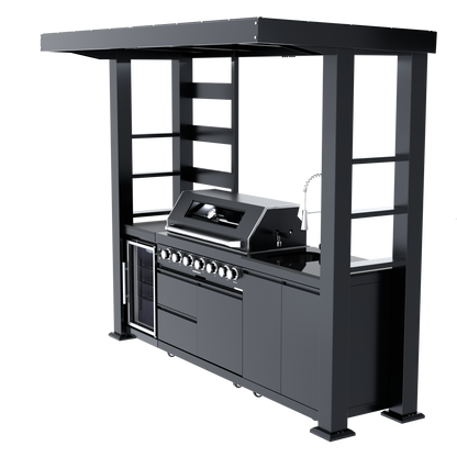 VerveLine Elite Pavilion Series Black - 6 Burner Outdoor Kitchen