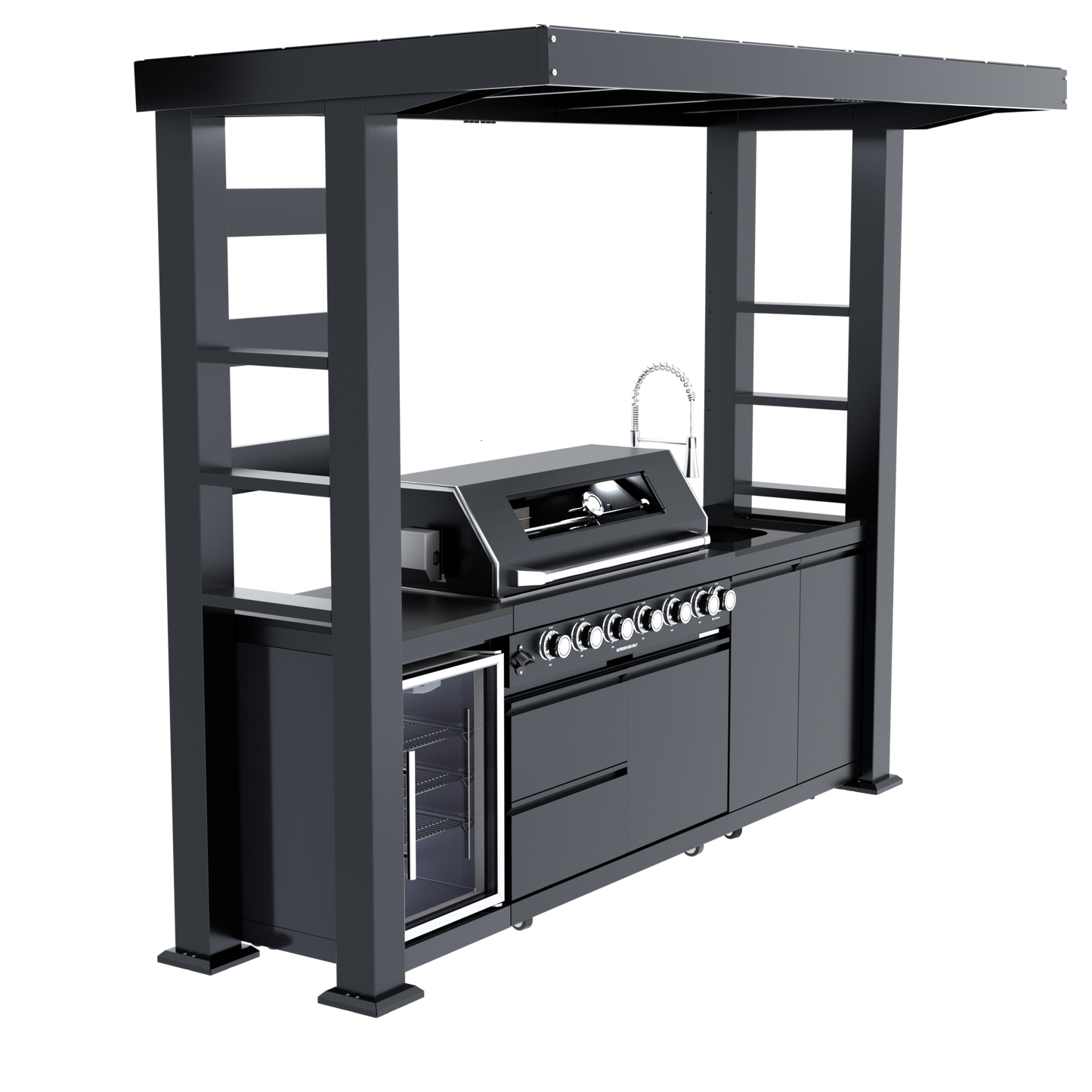 VerveLine Elite Pavilion Series Black - 6 Burner Outdoor Kitchen