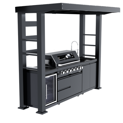 VerveLine Elite Pavilion Series Black - 6 Burner Outdoor Kitchen