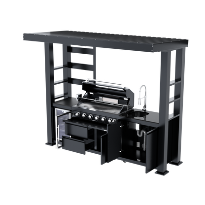 VerveLine Elite Pavilion Series Black - 6 Burner Outdoor Kitchen