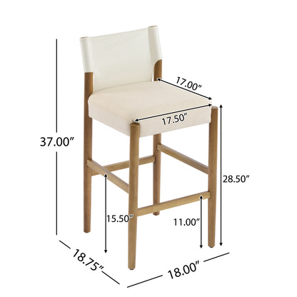 Maison Verve Lyon Counter Stool (Set of 2), 37" - Upholstered, Solid Wood Legs