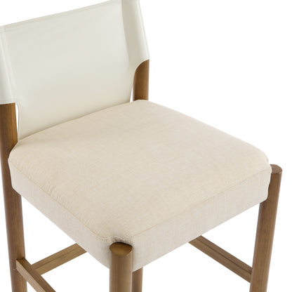 Maison Verve Lyon Counter Stool (Set of 2), 37" - Upholstered, Solid Wood Legs