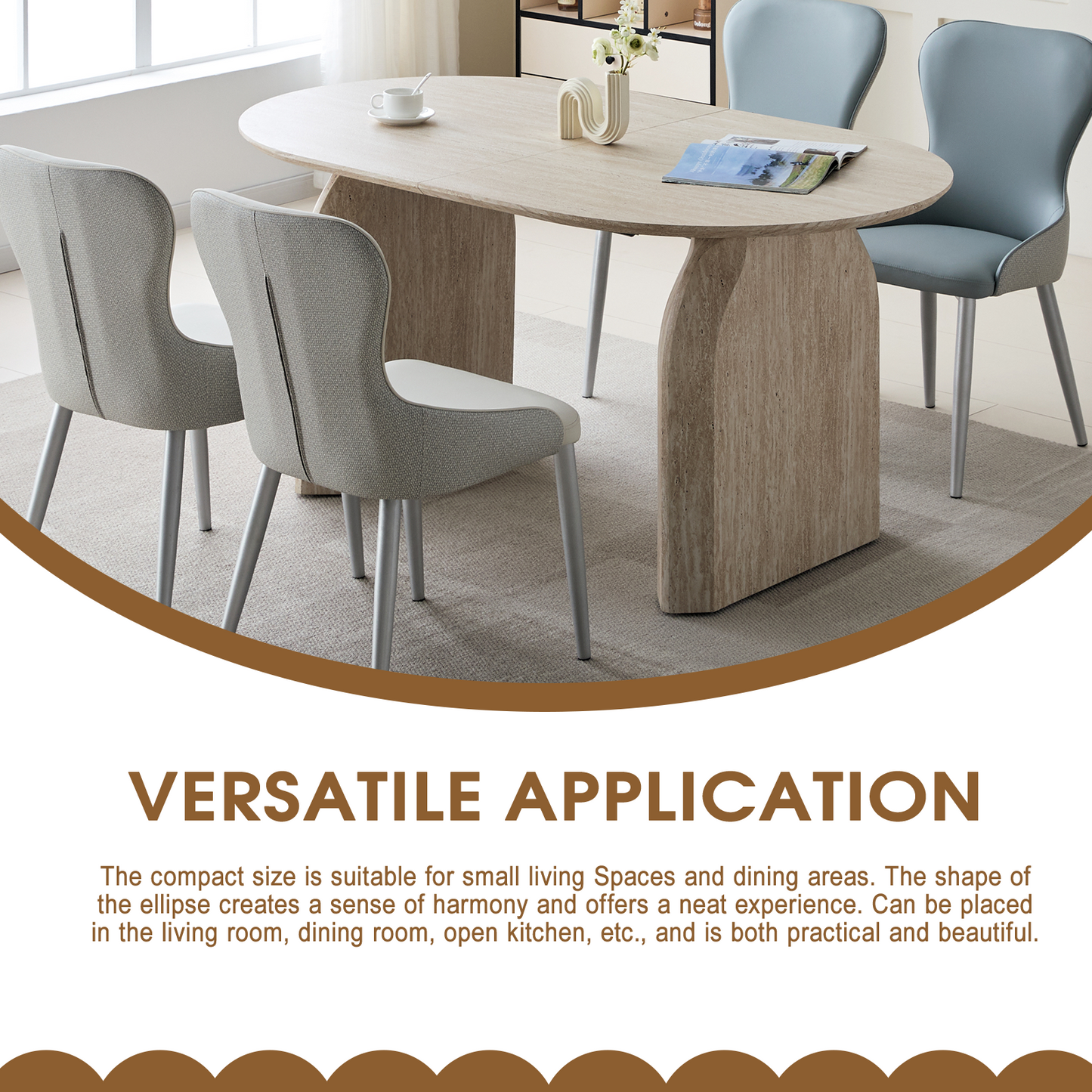 Maison Verve Sancerre Grand Dining Table, 90" -0 Seats 8, Modern Pedestal