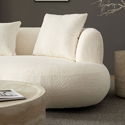 Maison Verve Lourmarin Bouclé Sofa, 102" - Ivory Performance Weave, 3-Seat
