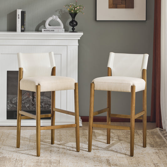 Maison Verve Lyon Counter Stool (Set of 2), 37" - Upholstered, Solid Wood Legs