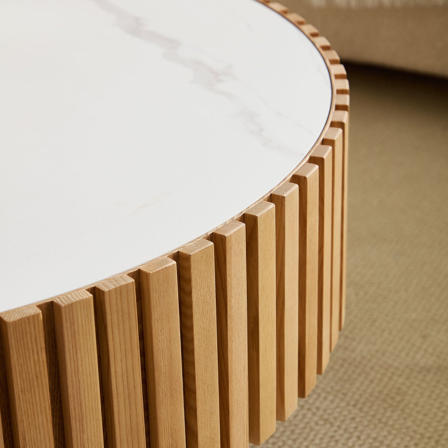 Maison Verve Amboise Round Coffee Table, 35" - Sculptural Pedestal Base