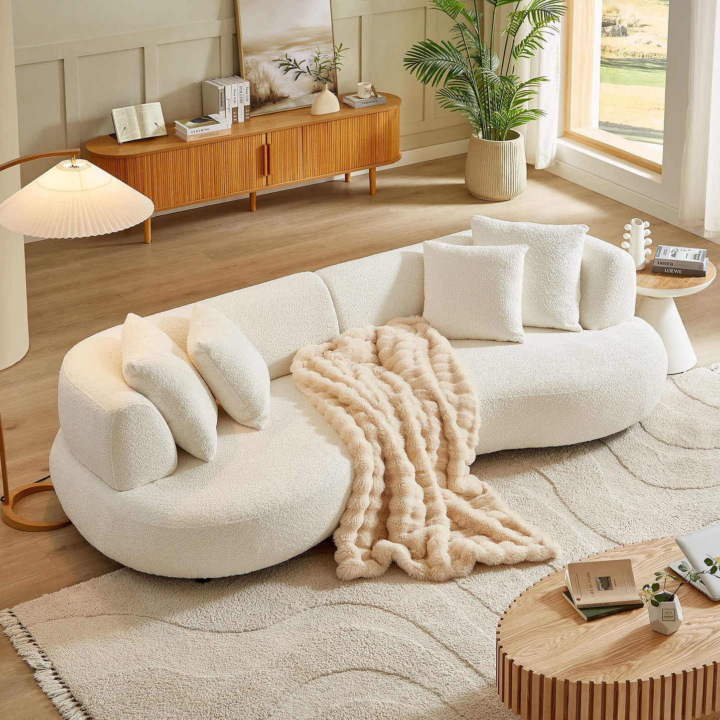 Maison Verve Lourmarin Bouclé Sofa, 102" - Ivory Performance Weave, 3-Seat