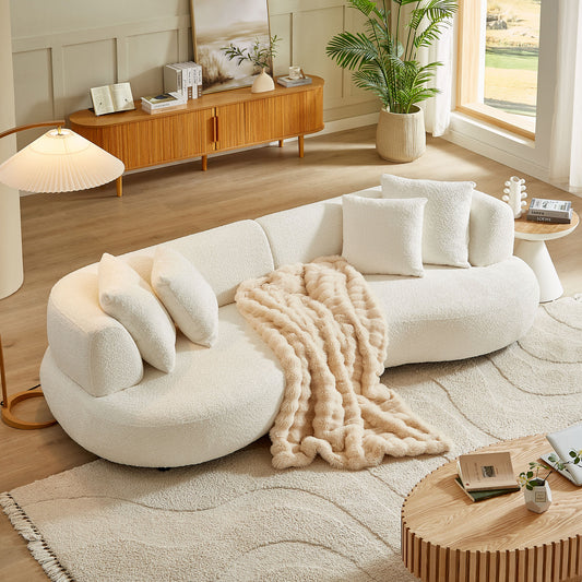 Maison Verve Lourmarin Bouclé Sofa, 102" - Ivory Performance Weave, 3-Seat