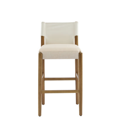 Maison Verve Lyon Counter Stool (Set of 2), 37" - Upholstered, Solid Wood Legs
