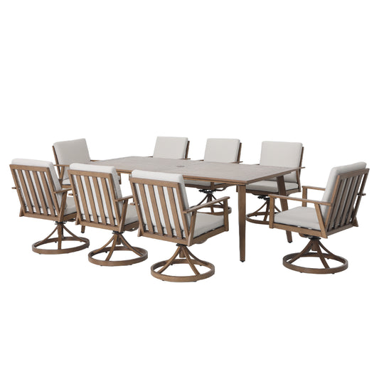 Solara Haven 9 Piece Swivel Dining Set