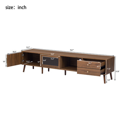 Maison Verve Verdon Media Console, 77" - Solid Wood & Tempered Glass