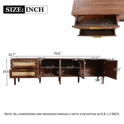 Maison Verve Brookhaven Media Console, 70" - Glass-Front Cabinet, TV Stand