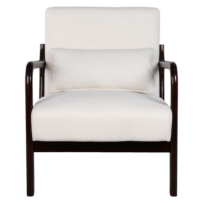 Maison Verve Odette Accent Chair - Cotton-Linen Upholstery, Wood Frame