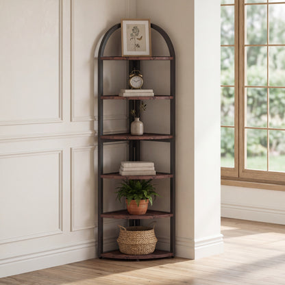 Maison Verve Alderwick 71-Inch 6-Tier Corner Bookshelf & Plant Stand