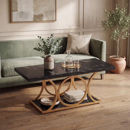 Maison Verve Marlow 46-Inch Marble-Top Coffee Table