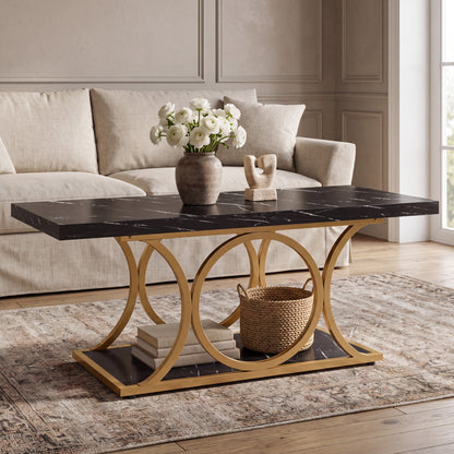 Maison Verve Marlow 46-Inch Marble-Top Coffee Table