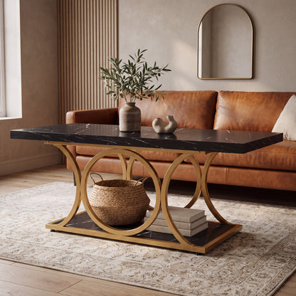Maison Verve Marlow 46-Inch Marble-Top Coffee Table